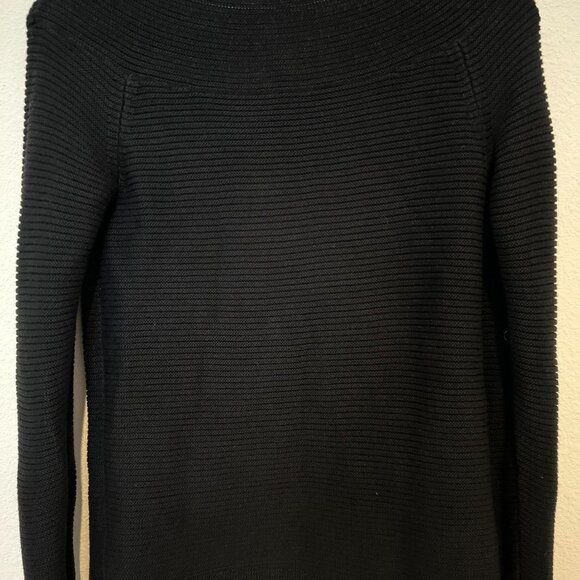 TALBOTS PETITE WOMANS BLACK RIBBED CREWNECK  LONG SLEEVE SWEATER - Picture 12 of 13